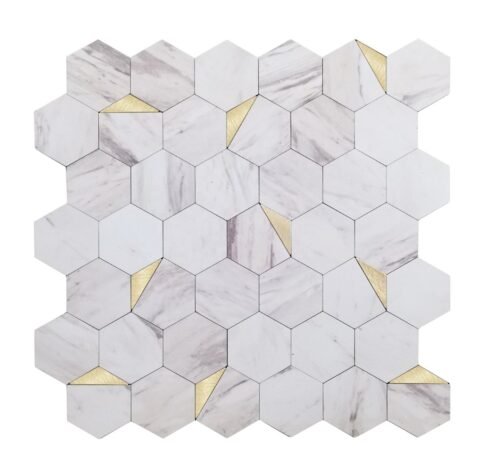 Best Seller Brown Hexagon Peel and Stick Composite Wall Tiles Home Decor Waterproof Backsplash Kitchen Self Adhesive Mosaic