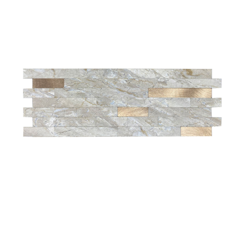 Best Price Peel and Stick Backsplash Wall Tile PVC Mixed Metal Wall Panel in Dark Beige for Kitchen Bathroom Home Decor