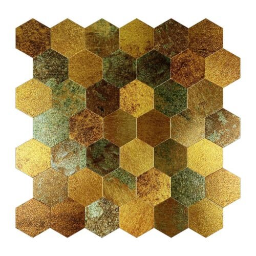 Best Seller Brown Hexagon Peel and Stick Composite Wall Tiles Home Decor Waterproof Backsplash Kitchen Self Adhesive Mosaic