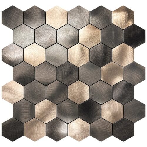 Best Seller Brown Hexagon Peel and Stick Composite Wall Tiles Home Decor Waterproof Backsplash Kitchen Self Adhesive Mosaic