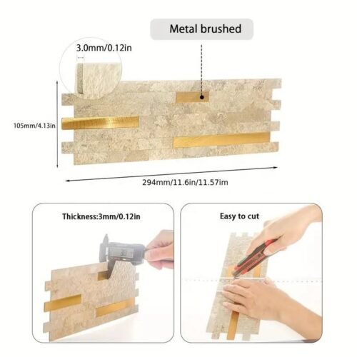Best Price Peel and Stick Backsplash Wall Tile PVC Mixed Metal Wall Panel in Dark Beige for Kitchen Bathroom Home Decor
