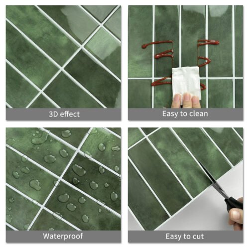 Peel and Stick Rectangular Grid Wall Tiles