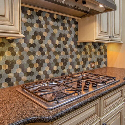 Best Seller Brown Hexagon Peel and Stick Composite Wall Tiles Home Decor Waterproof Backsplash Kitchen Self Adhesive Mosaic