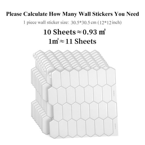 Hexagonal Peel and Stick Backsplash Wall Tiles