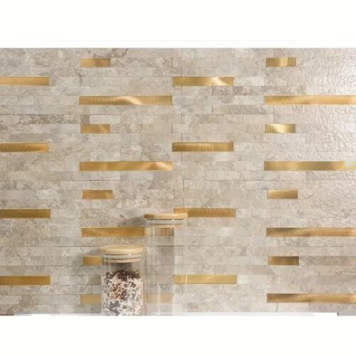 Best Price Peel and Stick Backsplash Wall Tile PVC Mixed Metal Wall Panel in Dark Beige for Kitchen Bathroom Home Decor