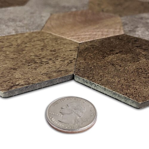 Best Seller Brown Hexagon Peel and Stick Composite Wall Tiles Home Decor Waterproof Backsplash Kitchen Self Adhesive Mosaic