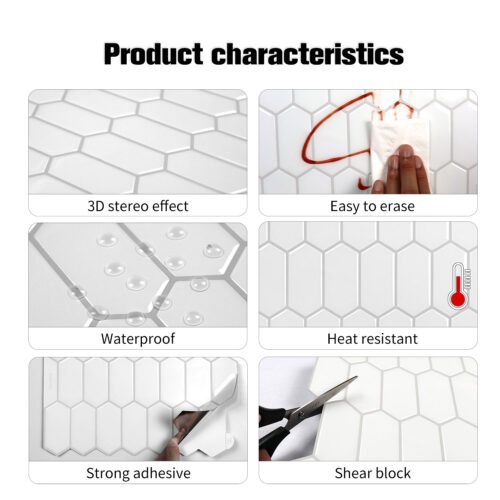Hexagonal Peel and Stick Backsplash Wall Tiles