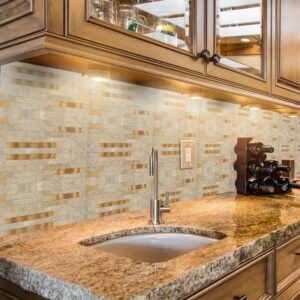 Best Price Peel and Stick Backsplash Wall Tile PVC Mixed Metal Wall Panel in Dark Beige for Kitchen Bathroom Home Decor