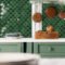 Green Peel and Stick Backsplash Fish Scale Tile