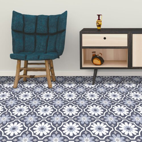 Purple and White Moroccan Self-adhesive Floor