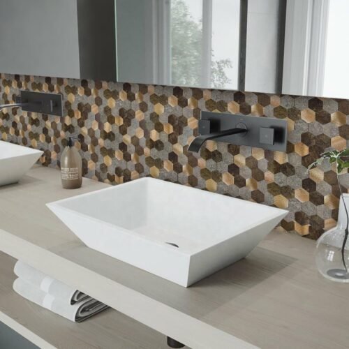 Best Seller Brown Hexagon Peel and Stick Composite Wall Tiles Home Decor Waterproof Backsplash Kitchen Self Adhesive Mosaic