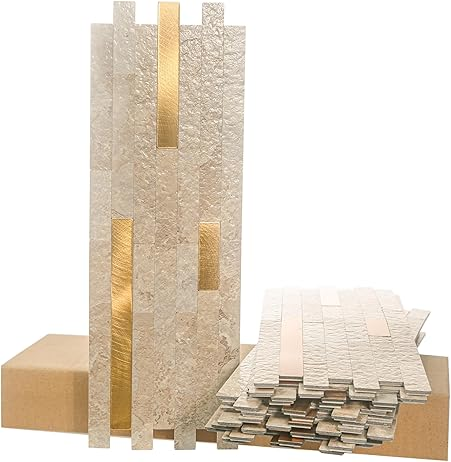 Best Price Peel and Stick Backsplash Wall Tile PVC Mixed Metal Wall Panel in Dark Beige for Kitchen Bathroom Home Decor