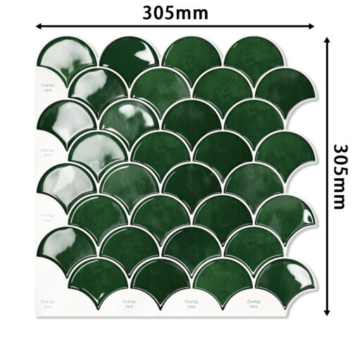 Green Peel and Stick Backsplash Fish Scale Tile