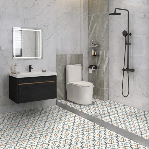 Modern High Gloss Waterproof Self-Adhesive PVC Stick Peel Floor Tile