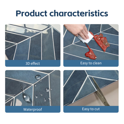 New Arrival Smart Wall Tiles Decor Peel and Stick Blue Marble 3D Tile Kitchen Bathroom Backsplash 3D Wall Tile PU Waterproof