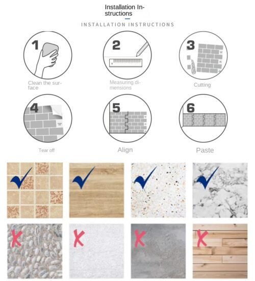 3D Faux Tiles DIY Wall Stickers Self-Adhesive Thick Wallpaper
